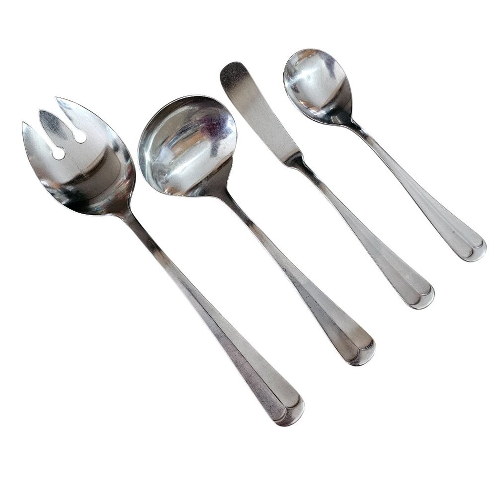 Rogers Jefferson Manor Serving Utensils tip up  center ridge set/5 Stanley Rober